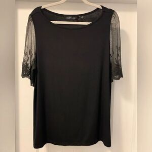 Colleen Lopez HSN Lace Short Sleeve Top NWOT Size XL Soft